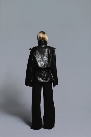 Envelope1976 Majorstuen trench short Jacket Black croc