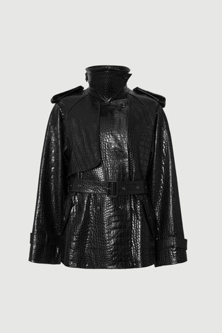 Envelope1976 Majorstuen trench short Jacket Black croc